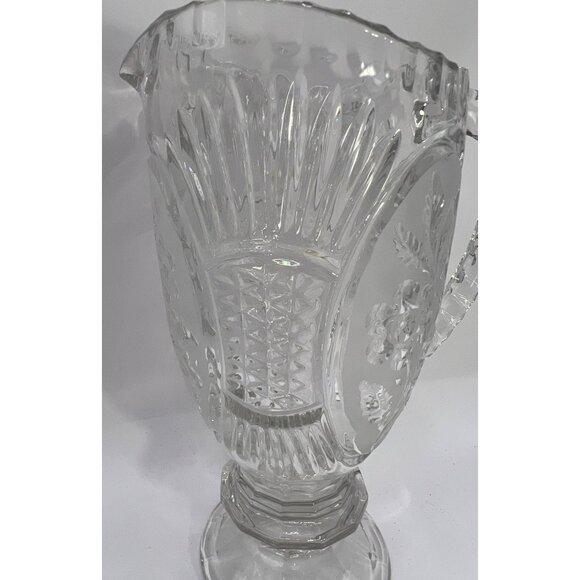 Vtg Zajecar 24% Lead Crystal Embossed Floral 24 oz Pitcher - Picture 3 of 6